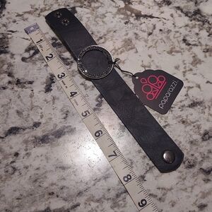 Paparazzi Charcoal Leather Bracelet with Silver Circle